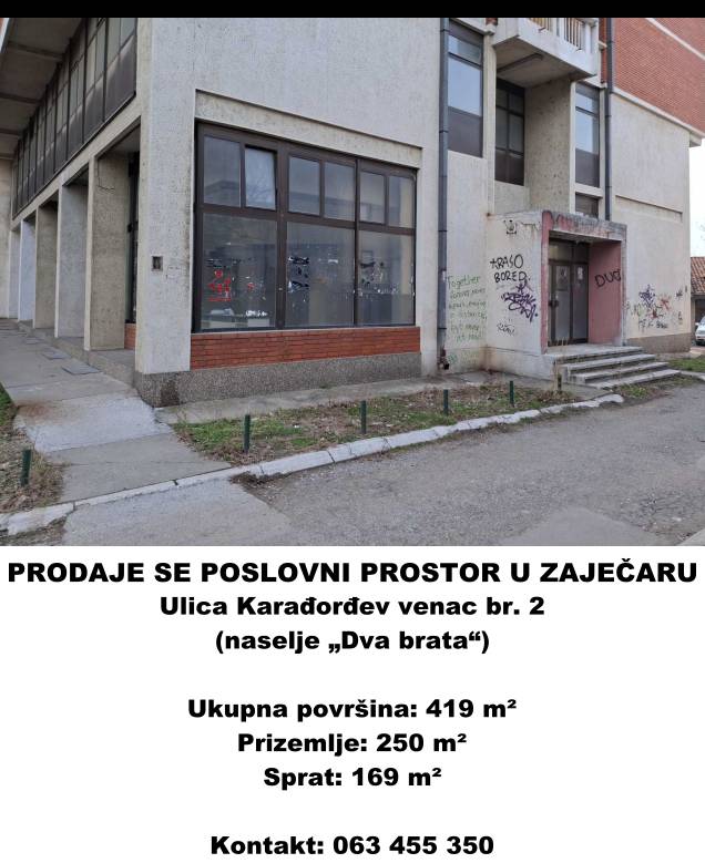 Oglas poslovni prostor Zaječar