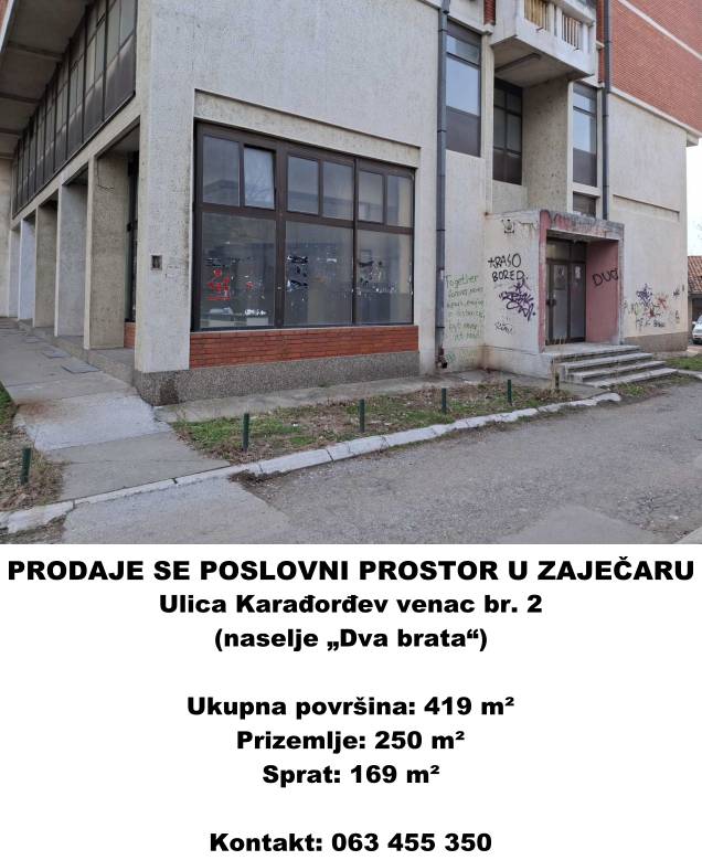Oglas poslovni prostor Zaječar